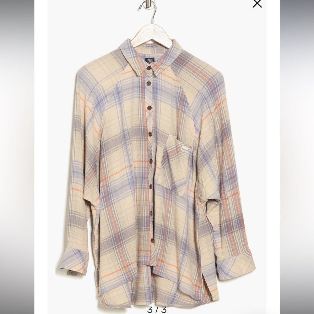Brendan Plaid Long Sleeve Button-Up Tunic Shirt